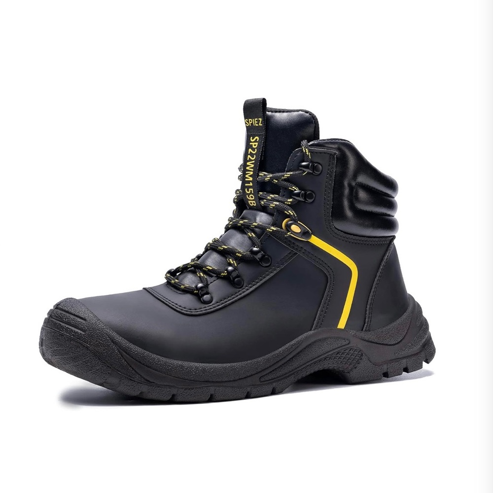 SPIEZ New Leather Safety Steel Toe Cap Work Ankle Work Combat Boots.